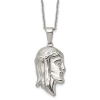 Chisel Stainless Steel Polished Jesus Silhouette Pendant on a Cable Chain Necklace, 22" view 1