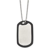 Chisel Stainless Steel Brushedand Polished Dog Tag Necklace with Removeable Black Rubber on a Ball Chain, 24" view 3