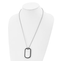 Chisel Stainless Steel Brushedand Polished Dog Tag Necklace with Removeable Black Rubber on a Ball Chain, 24" view 4