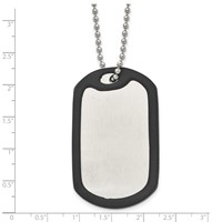 Chisel Stainless Steel Brushedand Polished Dog Tag Necklace with Removeable Black Rubber on a Ball Chain, 24" view 5