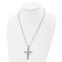 Chisel Stainless Steel Polished Laser Cut Crucifix Pendant on a Ball Chain Necklace, 22" view 4