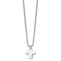 Chisel Stainless Steel Polished Cross Pendant on a Ball Chain Necklace, 20" view 3