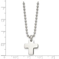 Chisel Stainless Steel Polished Cross Pendant on a Ball Chain Necklace, 20" view 5