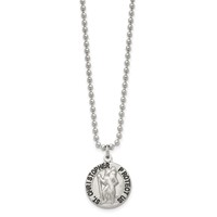 Chisel Stainless Steel Brushed and Enameled St. Christopher Medal on a Ball Chain Necklace, 22" view 2