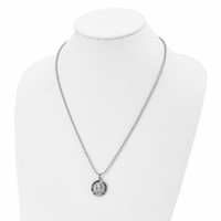 Chisel Stainless Steel Brushed and Enameled St. Christopher Medal on a Ball Chain Necklace, 22" view 4