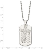 Chisel Stainless Steel Polished and Textured 2 Piece Cross Dog Tag on a Ball Chain Necklace, 24" view 5