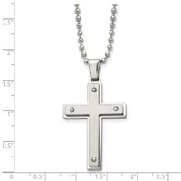 Chisel Stainless Steel Brushed and Polished Cross Pendant on a Ball Chain Necklace, 22" view 3