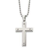 Chisel Stainless Steel Brushed and Polished Cross Pendant on a Ball Chain Necklace, 22" view 1