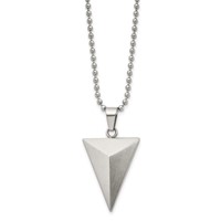 Chisel Stainless Steel Brushed Triangle Pendant on a Ball Chain Necklace, 22" view 2