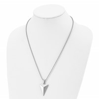 Chisel Stainless Steel Brushed Triangle Pendant on a Ball Chain Necklace, 22" view 4