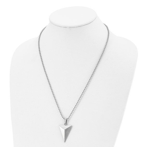 Chisel Stainless Steel Brushed Triangle Pendant on a 22 inch Ball Chain Necklace