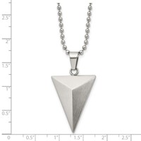 Chisel Stainless Steel Brushed Triangle Pendant on a Ball Chain Necklace, 22" view 3