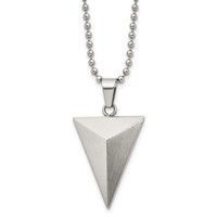 Chisel Stainless Steel Brushed Triangle Pendant on a Ball Chain Necklace, 22" view 1