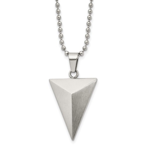 Chisel Stainless Steel Brushed Triangle Pendant on a Ball Chain Necklace, 22"