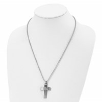 Chisel Stainless Steel Polished Cross Pendant on a Ball Chain Necklace, 22" view 4