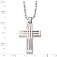 Chisel Stainless Steel Polished Cross Pendant on a Ball Chain Necklace, 22" view 3