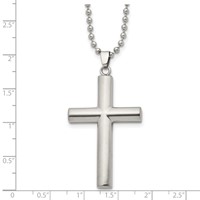 Chisel Stainless Steel Brushed and Polished Cross Pendant on a Ball Chain Necklace, 22" view 3