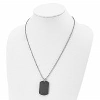 Chisel Stainless Steel Brushed Black Solid Carbon Fiber Dog Tag on a Ball Chain Necklace, 22" view 4