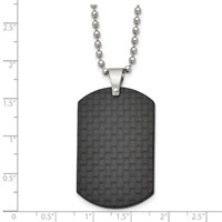 Chisel Stainless Steel Brushed Black Solid Carbon Fiber Dog Tag on a Ball Chain Necklace, 22" view 3
