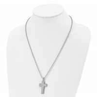 Chisel Stainless Steel Polished Laser Cut Cross Pendant on a Ball Chain Necklace, 22" view 4