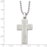 Chisel Stainless Steel Polished Laser Cut Cross Pendant on a Ball Chain Necklace, 22" view 5