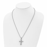 Chisel Stainless Steel Polished Cross Pendant on a Ball Chain Necklace, 22" view 4