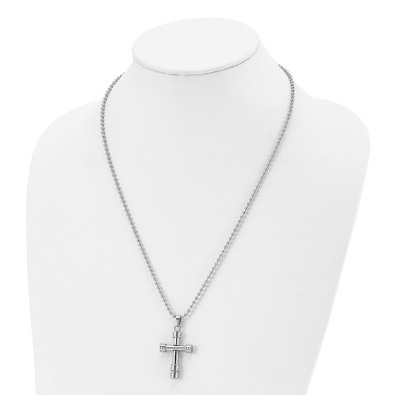 Chisel Stainless Steel Polished Cross Pendant on a 22 inch Ball Chain Necklace