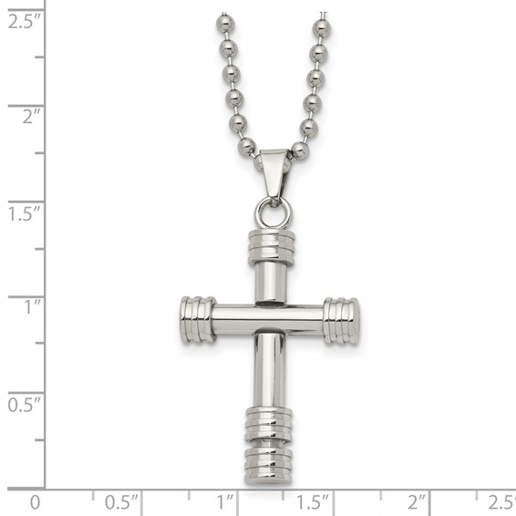 Chisel Stainless Steel Polished Cross Pendant on a 22 inch Ball Chain Necklace