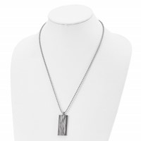Chisel Stainless Steel Polished and Textured Wave Design Dog Tag on a Ball Chain Necklace, 22" view 4
