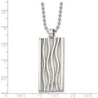 Chisel Stainless Steel Polished and Textured Wave Design Dog Tag on a Ball Chain Necklace, 22" view 5