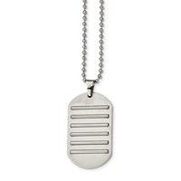 Stainless Steel Brushed and Polished Dog Tag Necklace view 1