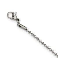 Chisel Stainless Steel Polished and Satin Hammered Necklace with CZ Cross Pendant on a Ball Chain, 22" view 2
