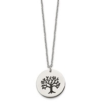 Chisel Stainless Steel Polished and Enameled Family Tree of Life Pendant on a Cable Chain Necklace, 22" view 2