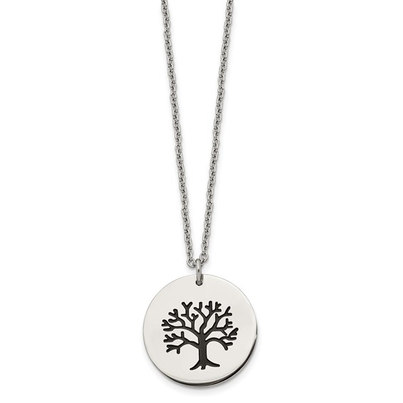 Chisel Stainless Steel Polished and Enameled Family Tree of Life Pendant on a 22 inch Cable Chain Necklace