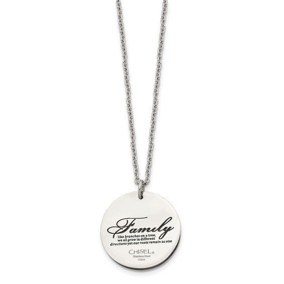 Chisel Stainless Steel Polished and Enameled Family Tree of Life Pendant on a 22 inch Cable Chain Necklace