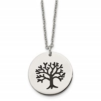 Chisel Stainless Steel Polished and Enameled Family Tree of Life Pendant on a Cable Chain Necklace, 22" view 1