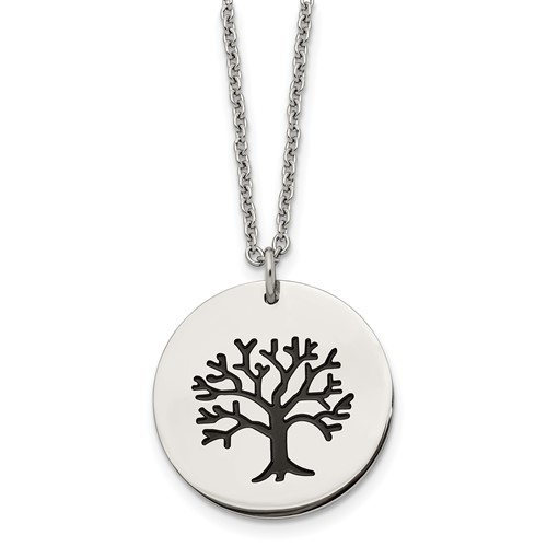 Chisel Stainless Steel Polished and Enameled Family Tree of Life Pendant on a Cable Chain Necklace, 22"