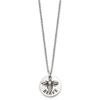 Chisel Stainless Steel Polished and Enameled Brave Bumble Bee Pendant on a Cable Chain Necklace, 22" view 2