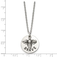 Chisel Stainless Steel Polished and Enameled Brave Bumble Bee Pendant on a Cable Chain Necklace, 22" view 5