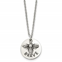 Chisel Stainless Steel Polished and Enameled Brave Bumble Bee Pendant on a Cable Chain Necklace, 22" view 1