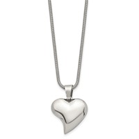 Chisel Stainless Steel Polished Heart Pendant on an Snake Chain Necklace, 18" view 3