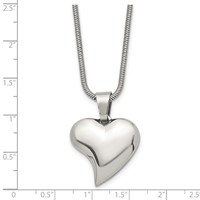 Chisel Stainless Steel Polished Heart Pendant on an Snake Chain Necklace, 18" view 5