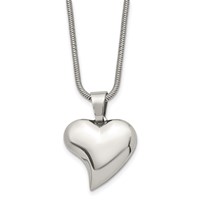 Chisel Stainless Steel Polished Heart Pendant on an Snake Chain Necklace, 18" view 1