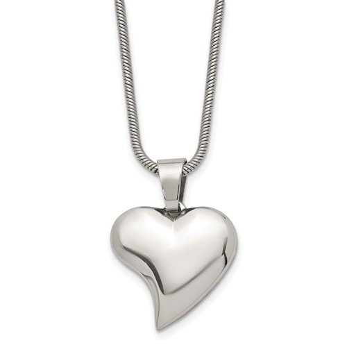 Chisel Stainless Steel Polished Heart Pendant on an Snake Chain Necklace, 18"