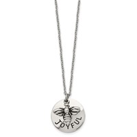 Chisel Stainless Steel Polished and Enameled Joyful Bumble Bee Pendant on a Cable Chain Necklace, 22" view 2