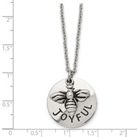 Chisel Stainless Steel Polished and Enameled Joyful Bumble Bee Pendant on a Cable Chain Necklace, 22" view 5