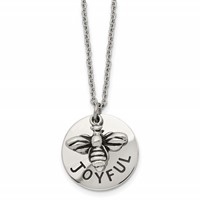Chisel Stainless Steel Polished and Enameled Joyful Bumble Bee Pendant on a Cable Chain Necklace, 22" view 1