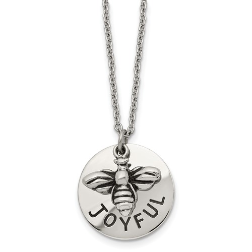 Chisel Stainless Steel Polished and Enameled Joyful Bumble Bee Pendant on a Cable Chain Necklace, 22"