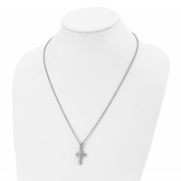 Chisel Stainless Steel Polished and Textured Cross Pendant on a Cable Chain Necklace, 22" view 4