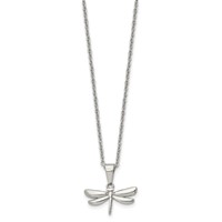 Chisel Stainless Steel Polished Dragonfly Pendant on a Cable Chain Necklace, 22" view 2